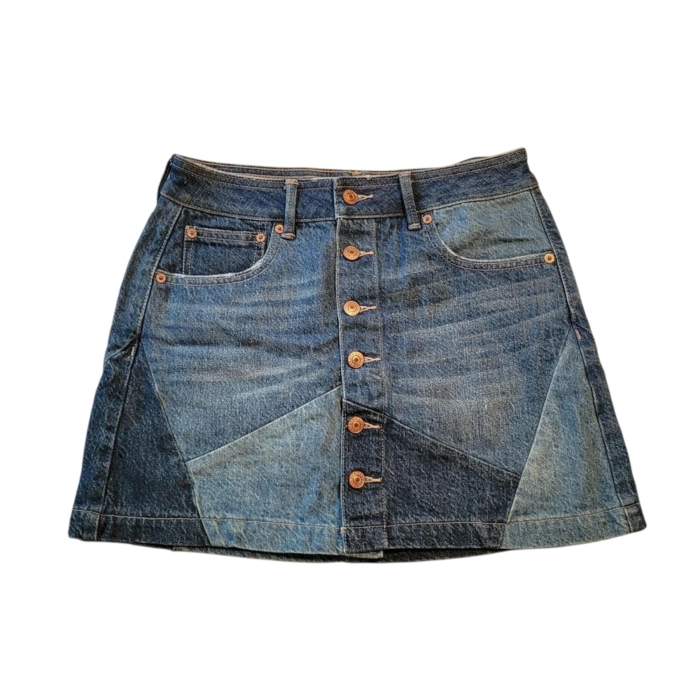 American Eagle Outfitters Blue Denim Jean High Rise A-line Mini Skirt
